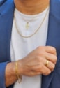 COLAR MASCULINO CORRENTE CADEADO INOX DOURADO CO777-O
