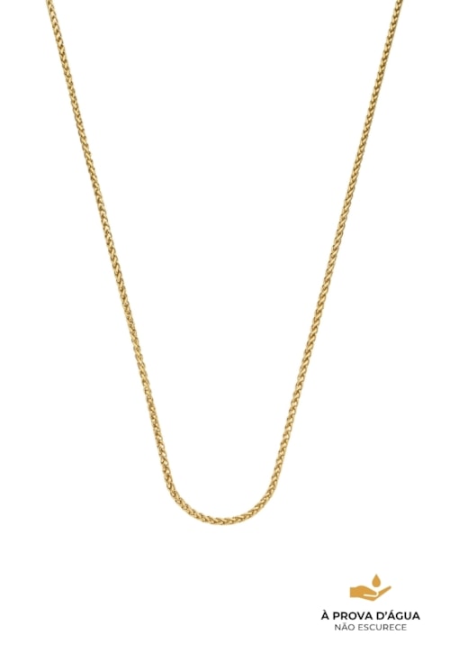 COLAR MASCULINO CORRENTE TRIGO INOX DOURADO CO778-AD