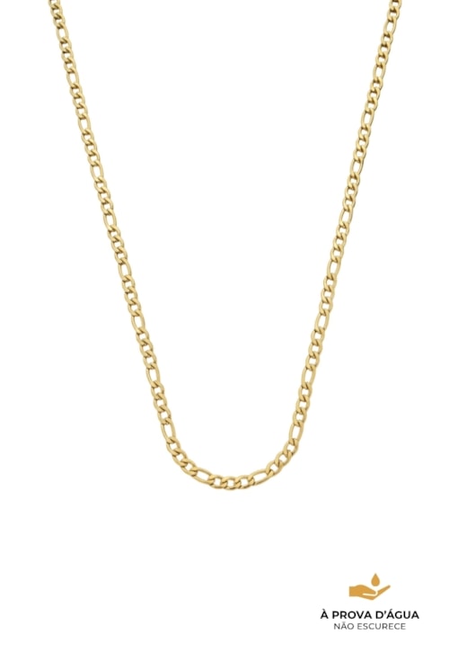 COLAR MASCULINO FÍGARO INOX DOURADO CO769-AD