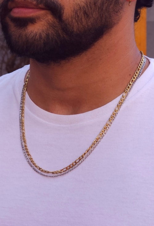 COLAR MASCULINO FÍGARO INOX DOURADO CO769-O