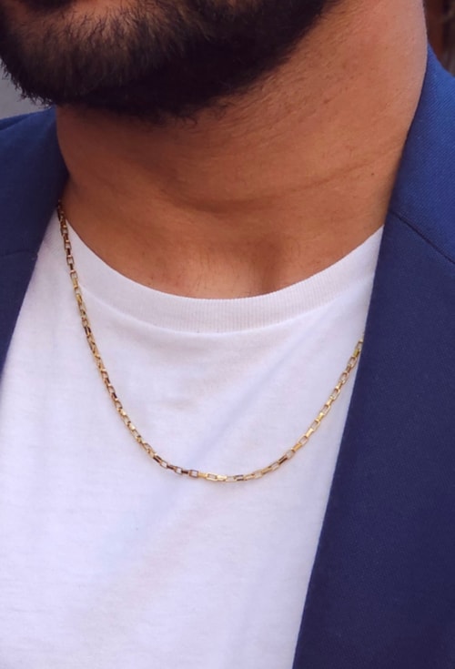 COLAR MASCULINO TIJOLINHO INOX DOURADO CO774-O