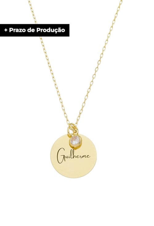 COLAR MEDALHA COM NOME E ZIRCÔNIA CRISTAL PP008-O COLAR MEDALHA COM NOME E ZIRCÔNIA CRISTAL PP008-O
