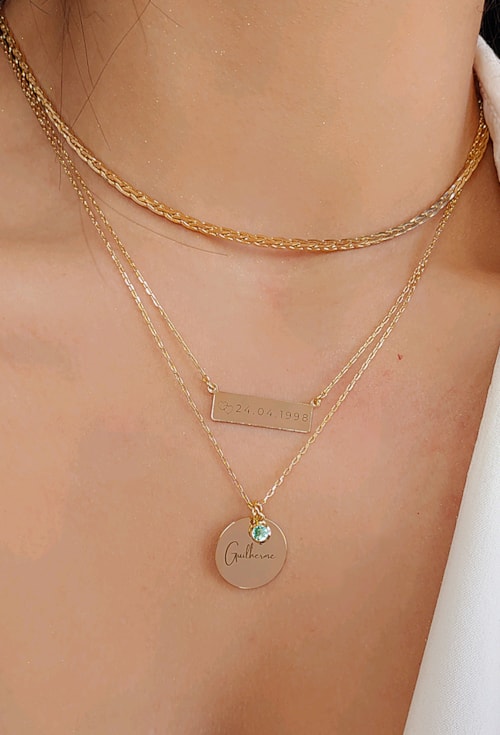 COLAR MEDALHA COM NOME E ZIRCÔNIA CRISTAL PP008-O COLAR MEDALHA COM NOME E ZIRCÔNIA CRISTAL PP008-O