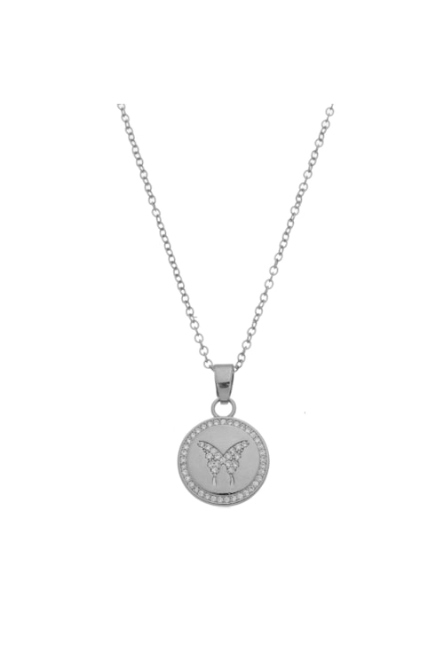 COLAR MEDALHA DE BORBOLETA CRAVEJADA CO453-R