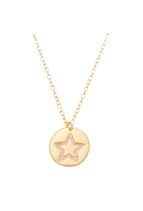 COLAR MEDALHA DE ESTRELA COM ZIRCÔNIA CO252-O