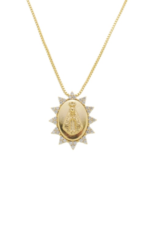 COLAR MEDALHA NOSSA SENHORA COM ZIRCÔNIAS CO633-O COLAR MEDALHA NOSSA SENHORA COM ZIRCÔNIAS CO633-O