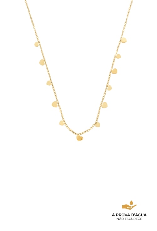 COLAR MEDALHAS CORAÇÃO EM AÇO DOURADO CO828-AD
