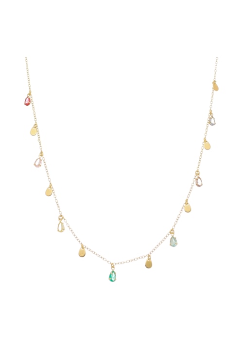 COLAR MEDALHAS E PEDRAS DE GOTAS COLORS CO249-O