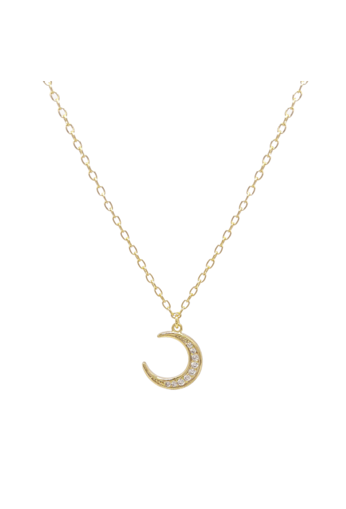 COLAR MEIA LUA CRAVEJADA NO OURO CO331-O