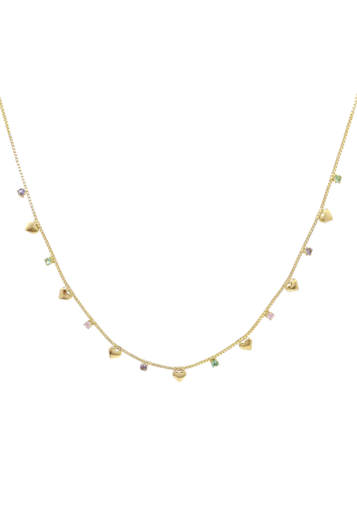 COLAR MINI CORAÇÕES COM ZIRCÔNIAS COLORS CO345-O