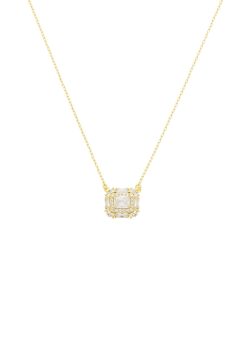 COLAR MINI INSPIRAÇÃO COM PINGENTE QUADRADO CRAVEJADO BANHADO OURO CO863-O