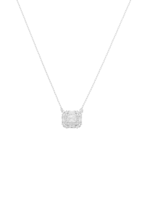 COLAR MINI INSPIRAÇÃO COM PINGENTE QUADRADO CRAVEJADO BANHADO RÓDIO CO863-R