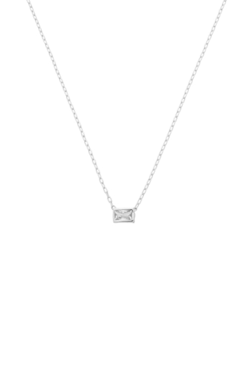 COLAR MINI INSPIRAÇÃO COM PINGENTE RETANGULAR BANHADO RÓDIO CO862-R