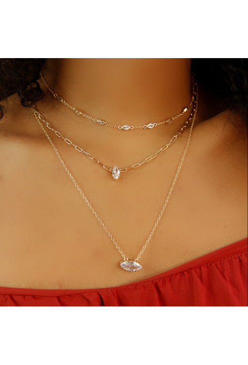 COLAR NAVETE CRISTAL NO OURO CO303-O