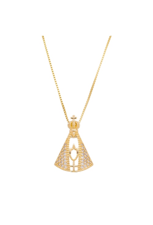 COLAR NOSSA SENHORA APARECIDA COM ZIRCÔNIAS CRISTAL CO390-O