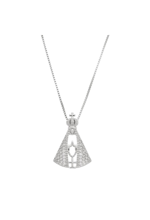 COLAR NOSSA SENHORA APARECIDA COM ZIRCÔNIAS CRISTAL CO390-R