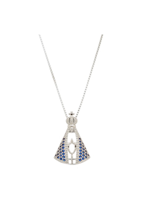 COLAR NOSSA SENHORA APARECIDA COM ZIRCÔNIAS SAFIRA CO390-R COLAR NOSSA SENHORA APARECIDA COM ZIRCÔNIAS SAFIRA CO390-R