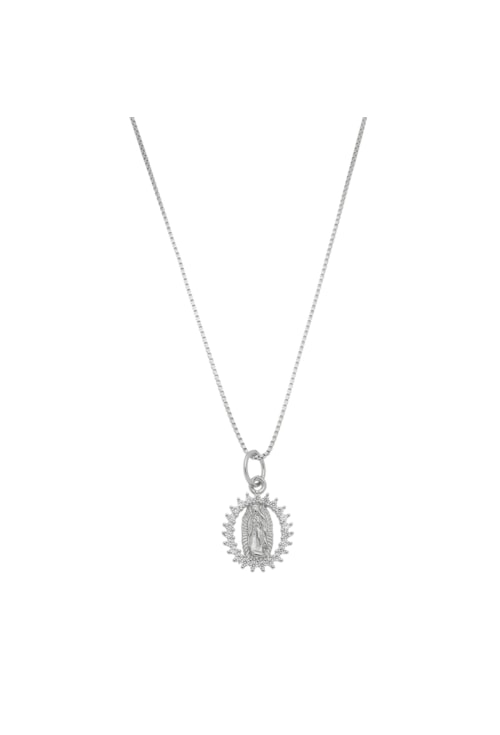 COLAR NOSSA SENHORA DE FÁTIMA COM ZIRCÔNIAS NO RÓDIO CO315-R