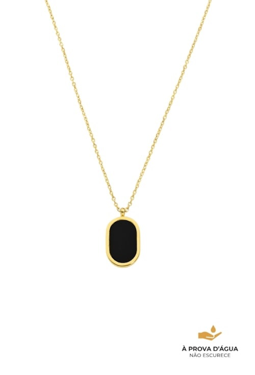 COLAR OVAL ÔNIX AÇO INOX DOURADO CO781-AD