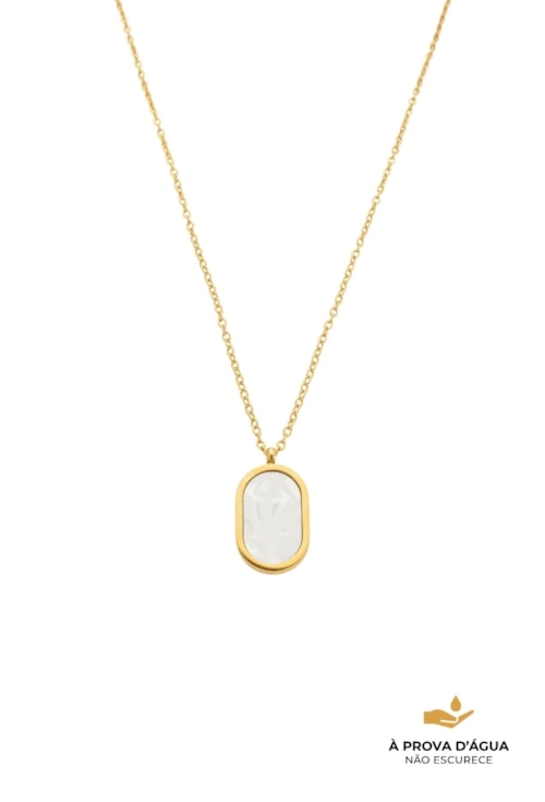 COLAR OVAL PEROLADO AÇO INOX DOURADO CO781-AD