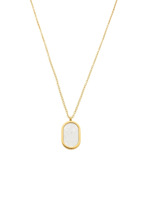 COLAR OVAL PEROLADO AÇO INOX DOURADO CO781-O