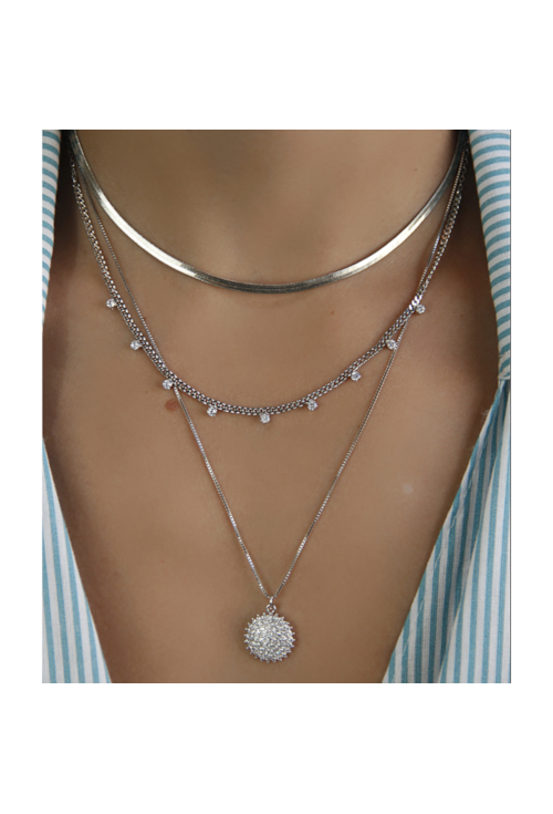 COLAR PAVÊ COM ZIRCÔNIAS CRISTAL RÓDIO CO316-R