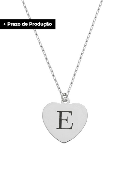 COLAR PERSONALIZADO CORAÇÃO COM INICIAL NO RÓDIO PP011-R COLAR PERSONALIZADO CORAÇÃO COM INICIAL NO RÓDIO PP011-R