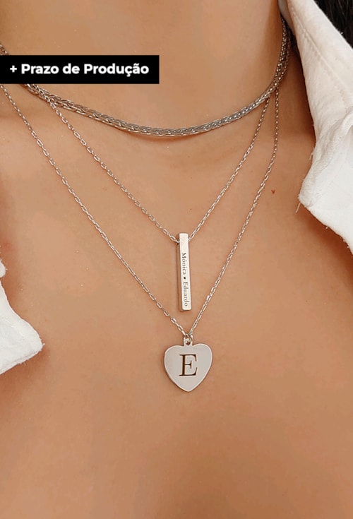 COLAR PERSONALIZADO CORAÇÃO COM INICIAL NO RÓDIO PP011-R COLAR PERSONALIZADO CORAÇÃO COM INICIAL NO RÓDIO PP011-R
