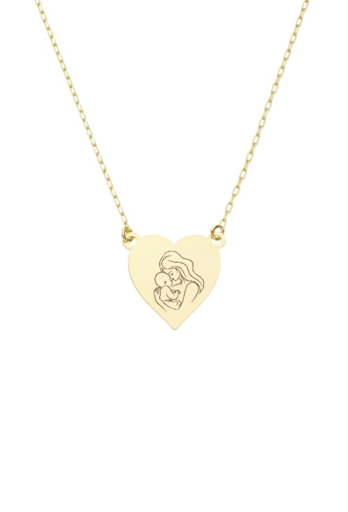 COLAR PERSONALIZADO CORAÇÃO MÃE E FILHO BIPARTIDO OURO PP107-O