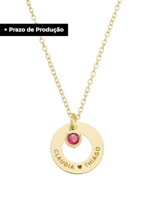 COLAR PERSONALIZADO DOIS NOMES E CRISTAL RUBELITA PP059-O COLAR PERSONALIZADO DOIS NOMES E CRISTAL RUBELITA PP059-O
