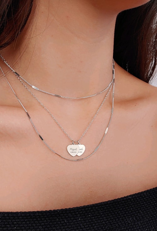 COLAR PERSONALIZADO DOIS NOMES E DUAS DATAS PP013-R COLAR PERSONALIZADO DOIS NOMES E DUAS DATAS PP013-R