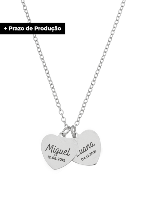 COLAR PERSONALIZADO DOIS NOMES E DUAS DATAS PP013-R COLAR PERSONALIZADO DOIS NOMES E DUAS DATAS PP013-R