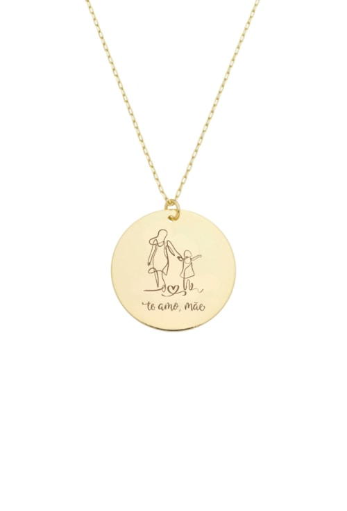 COLAR PERSONALIZADO MÃE E FILHA "TE AMO MÃE" OURO PP104-O