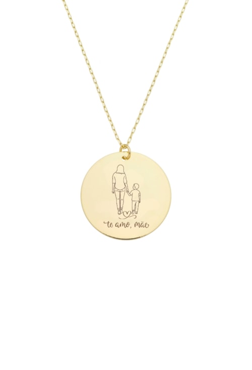 COLAR PERSONALIZADO MÃE E FILHO "TE AMO MÃE" OURO PP103-O