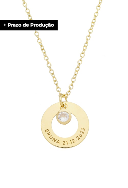 COLAR PERSONALIZADO NOME E DATA COM ZIRCÔNIA CRISTAL  PP058-O COLAR PERSONALIZADO NOME E DATA COM ZIRCÔNIA CRISTAL  PP058-O