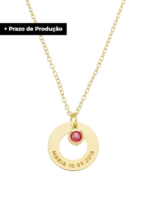 COLAR PERSONALIZADO NOME E DATA E PEDRA RUBELITA PP058-O COLAR PERSONALIZADO NOME E DATA E PEDRA RUBELITA PP058-O