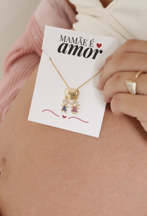 COLAR PERSONALIZADO PINGENTES CRAVEJADOS DE FILHOS PP091-O COLAR PERSONALIZADO PINGENTES CRAVEJADOS DE FILHOS PP091-O