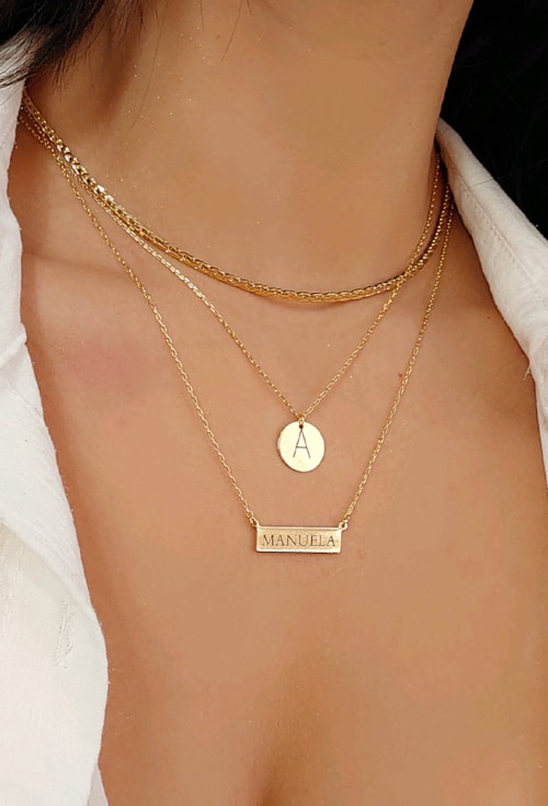 COLAR PERSONALIZADO PLACA COM NOME NO OURO PP022-O COLAR PERSONALIZADO PLACA COM NOME NO OURO PP022-O