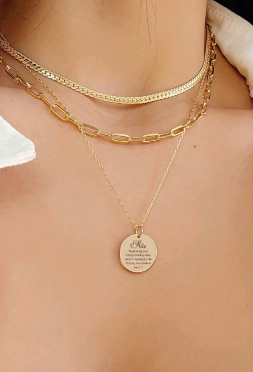 COLAR PERSONALIZADO REDONDO MÃE OURO PP105-O
