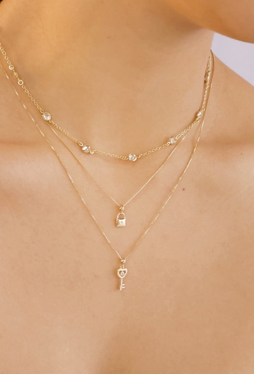 COLAR PINGENTE DE CADEADO COM ZIRCONIA CO296-O