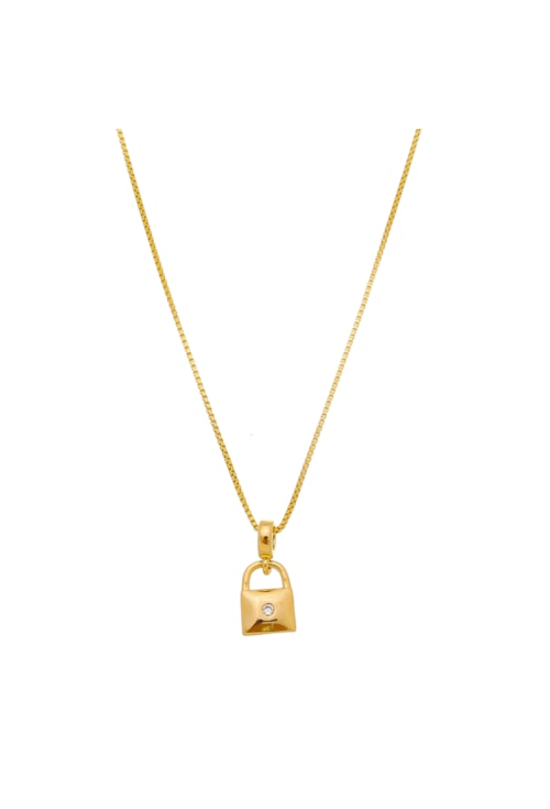 COLAR PINGENTE DE CADEADO COM ZIRCONIA CO296-O