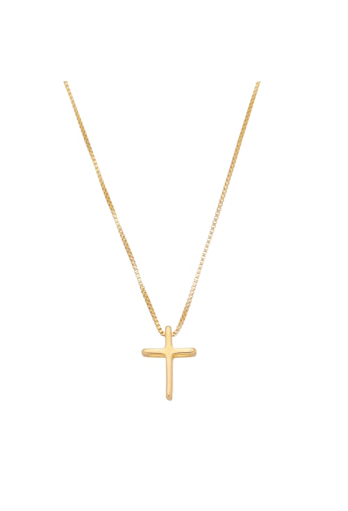 COLAR PINGENTE DE CRUZ LISO NO OURO CO255-O