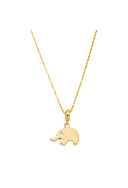 COLAR PINGENTE DE ELEFANTE NO OURO CO297-O