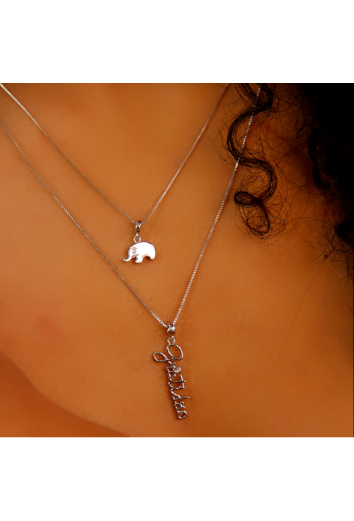 COLAR PINGENTE GRATIDÃO COM ZIRCONIA NO RÓDIO CO290-R