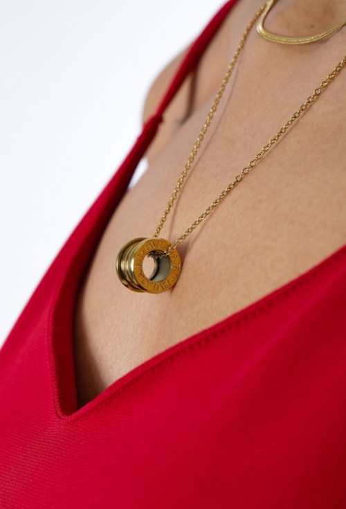 COLAR PINGENTE INSPIARÇÃO AÇO DOURADO CO829-AD