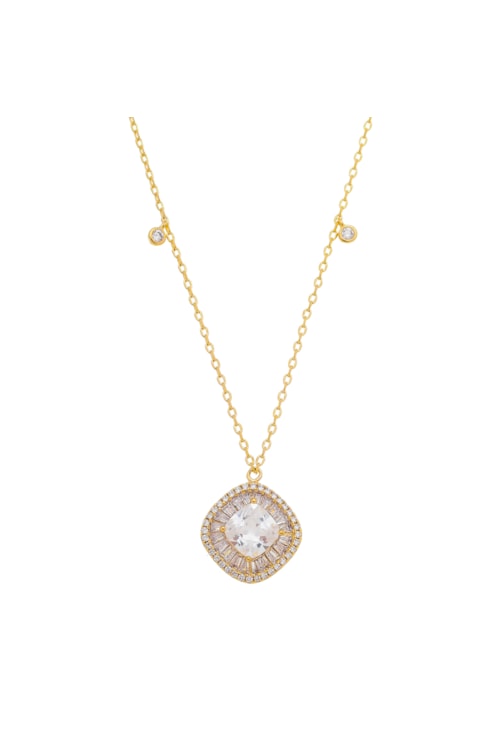 COLAR PINGENTE LUXO CRAVEJADO NO OURO CO359-O