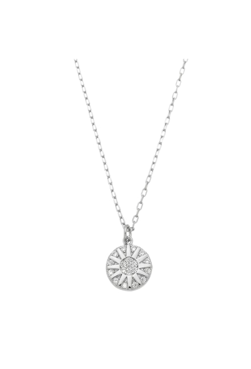 COLAR PINGENTE SOL COM ZIRCÔNIA NO RÓDIO CO382-R