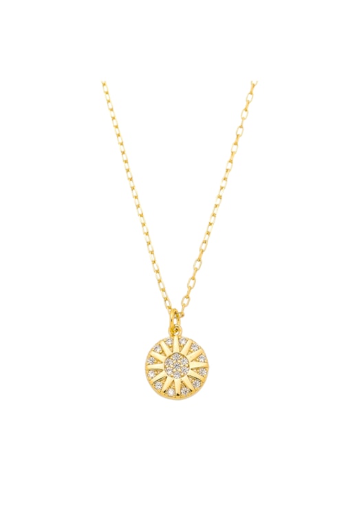 COLAR PINGENTE SOL COM ZIRÔNIAS NO OURO CO382-O COLAR PINGENTE SOL COM ZIRÔNIAS NO OURO CO382-O