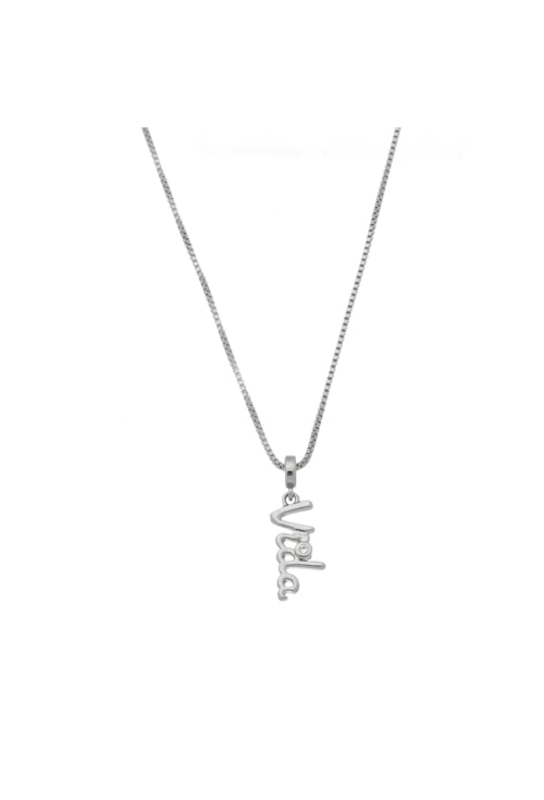 COLAR PINGENTE VIDA COM ZIRCONIA NO RÓDIO CO291-R COLAR PINGENTE VIDA COM ZIRCONIA NO RÓDIO CO291-R