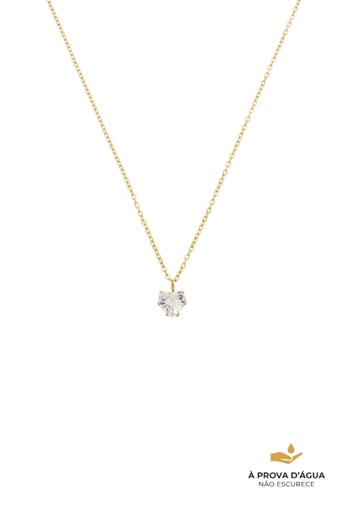 COLAR PONTO DE LUZ CORAÇÃO 6MM EM AÇO INOX DOURADO CO827-AD